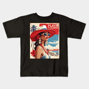 Playa del Carmen Mexico Vintage Poster Tourism Kids T-Shirt